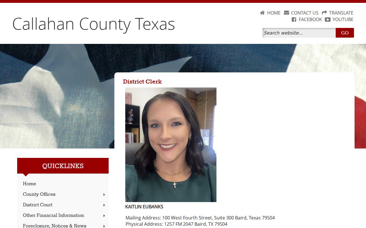 Callahan County active warrant inquiry routed to the District Clerk