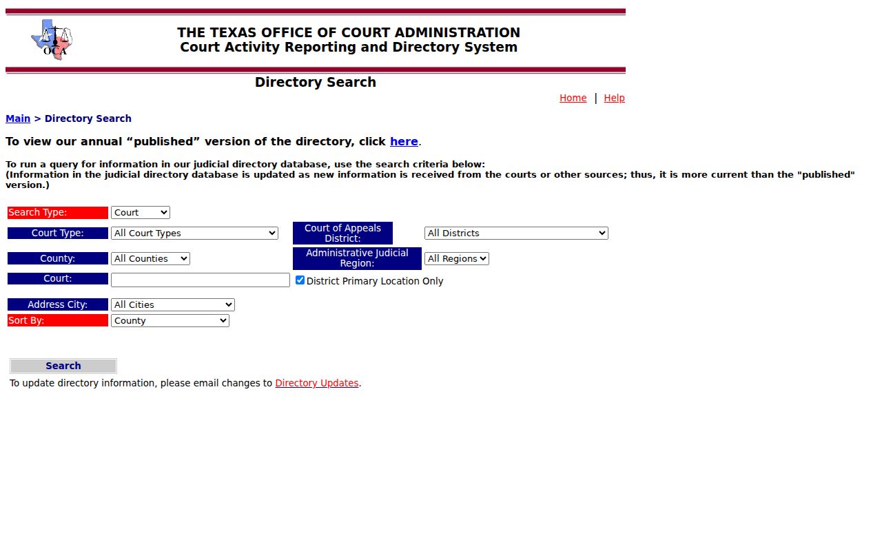 Callahan County warrant check uses the OCA directory to locate courts